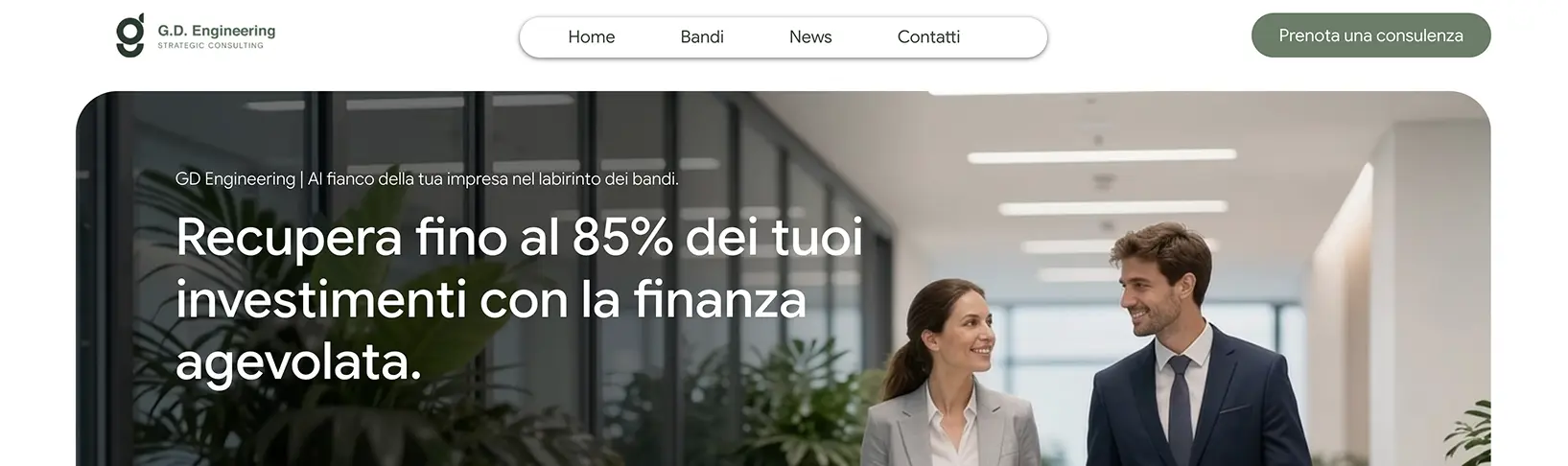 Esempio di header sito web professionale — struttura e design